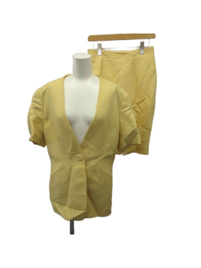 Fendi Set Short Sleeve Jacket Tight Skirt Knee Length 42 Light Orange Neck